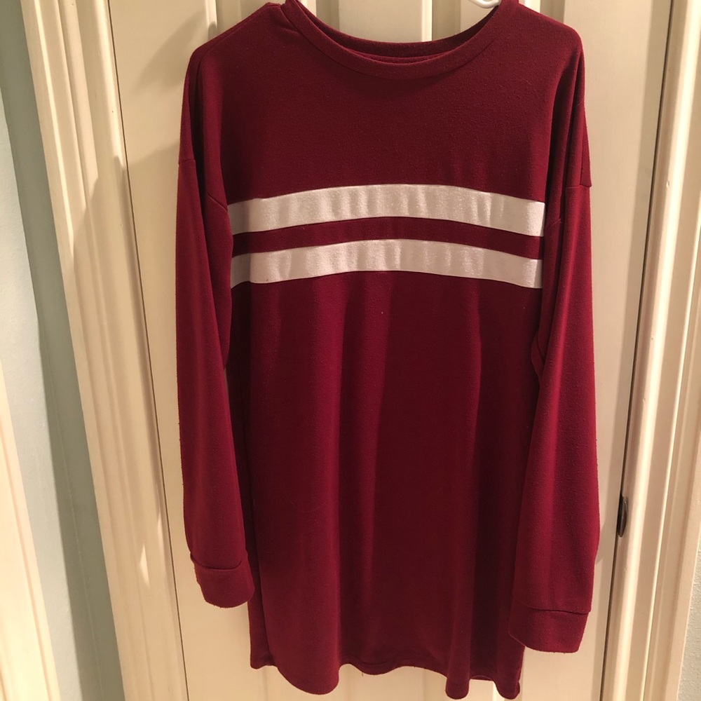 red long sleeved t-shirt dress